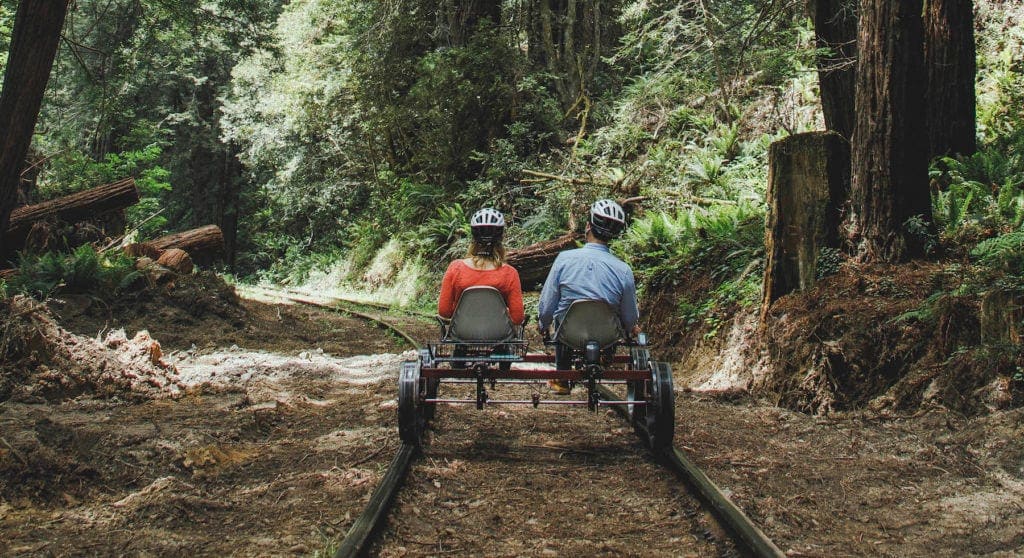 Redwood Route on a railbike